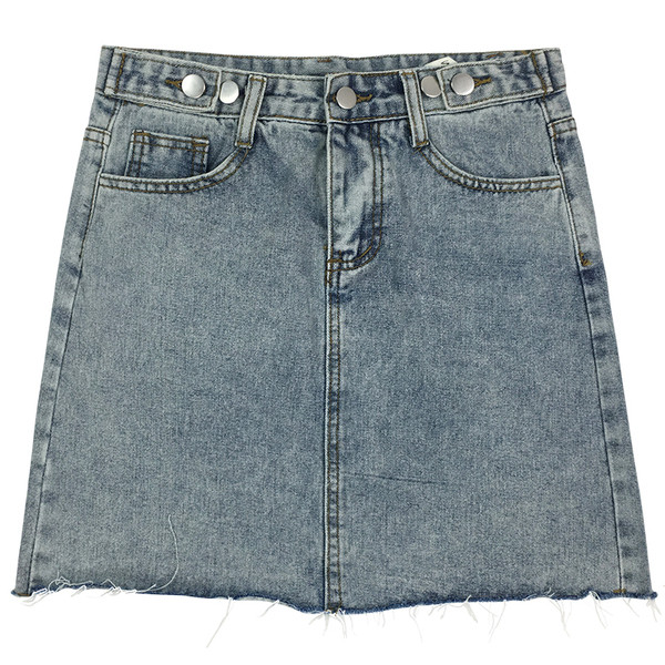 Fusta dama casual din denim cu talie inalta - model drept