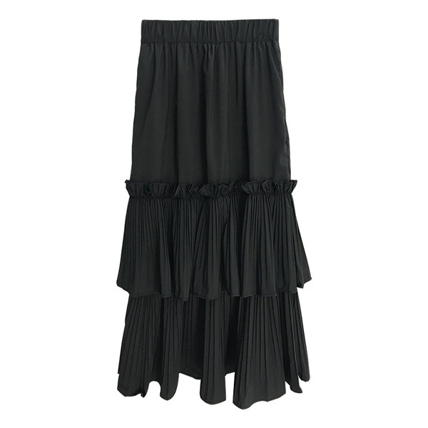 Fusta lunga de dama casual in doua culori - alb si negru