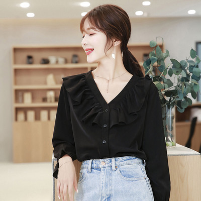 Cămașă elegantă de damă în negru și roșu