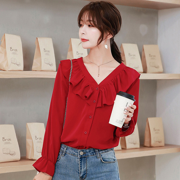 Cămașă elegantă de damă în negru și roșu