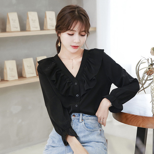 Cămașă elegantă de damă în negru și roșu