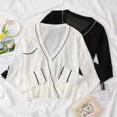 Cardigan de dama model nou cu buzunare in alb si negru