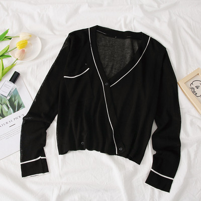 Cardigan de dama model nou cu buzunare in alb si negru