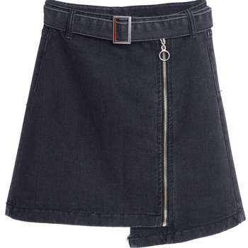 Fusta de dama actuala din denim cu fermoar in doua culori