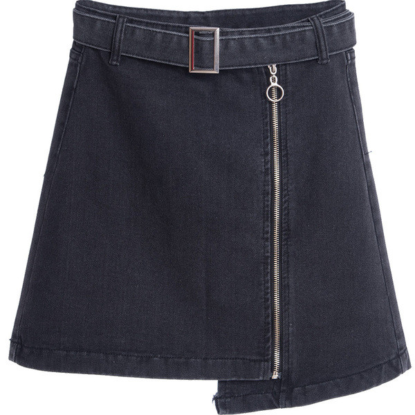 Fusta de dama actuala din denim cu fermoar in doua culori