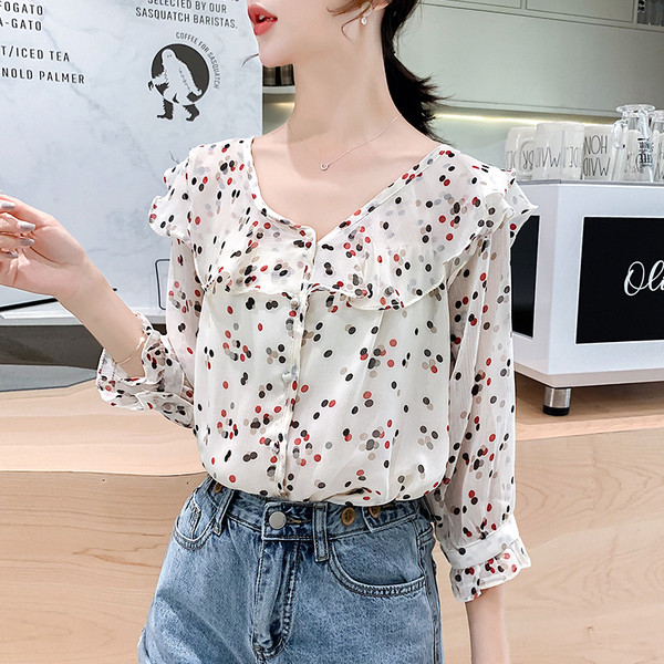 Camasa de dama actuala in doua culori cu maneci 3/4