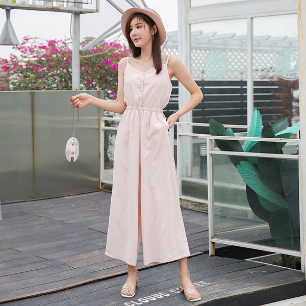 Salopeta de dama eleganta cu bretele subtiri si nasturi in trei culori