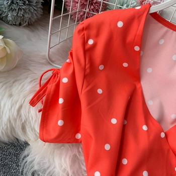 Rochie de dama cu buline de culoare rosie