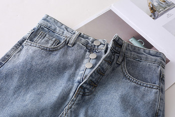 Модерна дамска дълга дънкова пола с висока талия