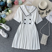 Rochie de dama cu maneca scurta in alb si negru