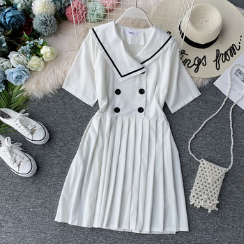 Rochie de dama cu maneca scurta in alb si negru