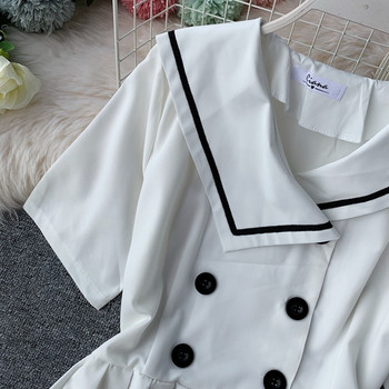 Rochie de dama cu maneca scurta in alb si negru