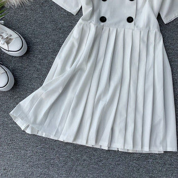 Rochie de dama cu maneca scurta in alb si negru