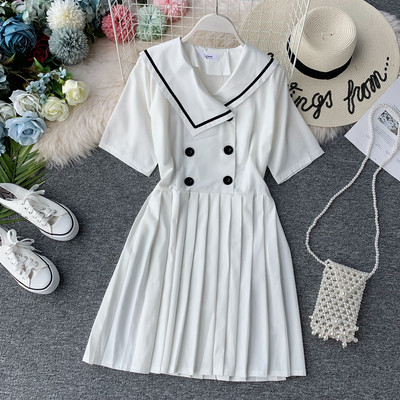 Rochie de dama cu maneca scurta in alb si negru