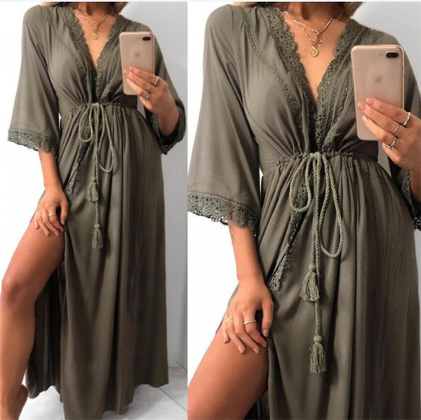 Model lung pareo de dama stilat cu cravate in mai multe culori