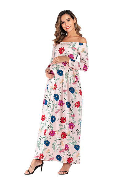 Rochie moderna de dama lunga pentru gravide in trei culori