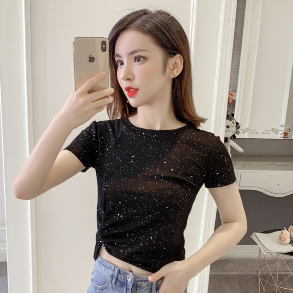 Tricou de dama actual in trei culori cu decolteu O