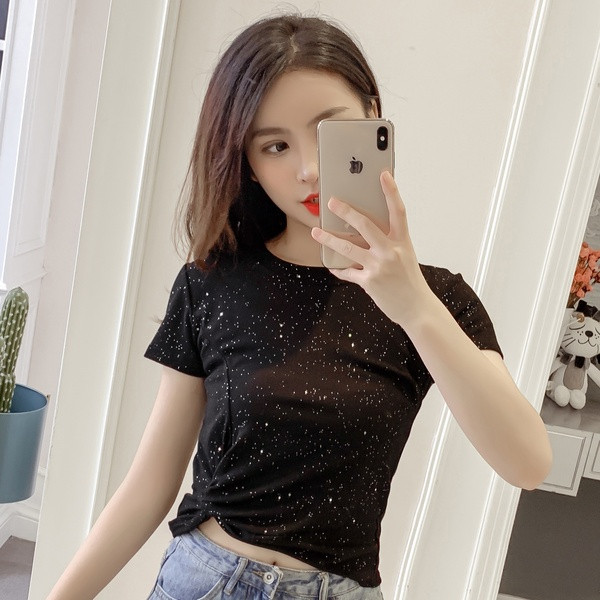 Tricou de dama actual in trei culori cu decolteu O