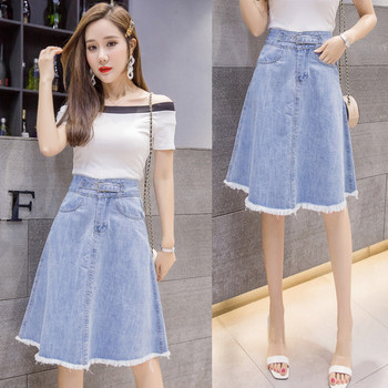 Fusta dama casual din denim - model decupat