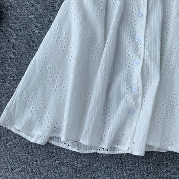 Rochie de dama din dantela cu maneca scurta in culoarea alba