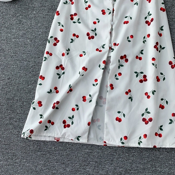 Rochie de dama lunga cu nasturi si maneci scurte in alb si galben