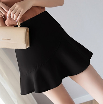 Fusta scurta de dama actuala cu talie inalta in doua culori