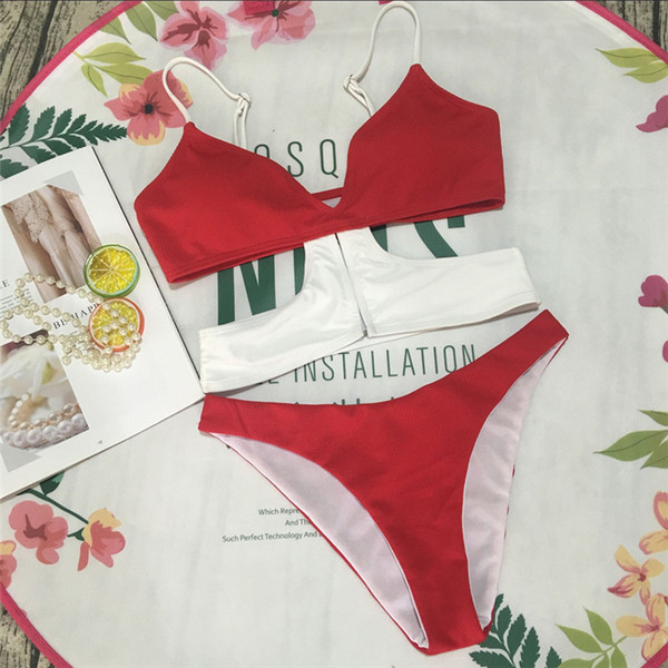 Μοντέρνο μαγιό  μπικίνι  σε κόκκινο και πράσινο χρώμα