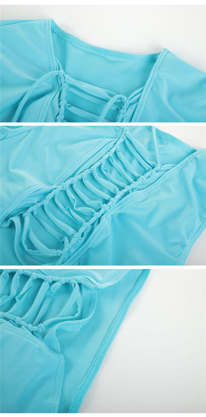 Γυναικείο  μοντέρνο μαγιό με δεσμούς  σε πορτοκαλί και μπλε χρώμα