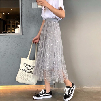 Fusta lunga moderna de dama cu talie elastica in trei culori