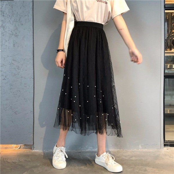 Fusta lunga moderna de dama cu talie elastica in trei culori