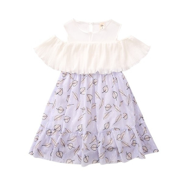 Детска стилна рокля с О-образно деколте в два цвята