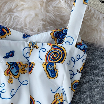 Модерна дамска рокля с презрамки в бял цвят