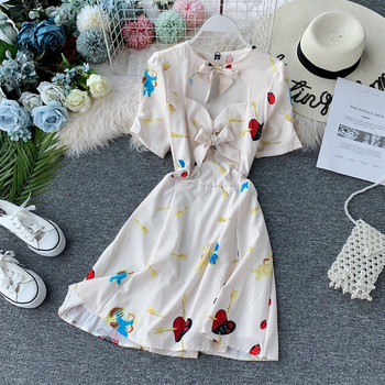 Rochie moderna de dama cu panglici pe spate in doua culori