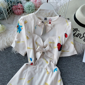 Rochie moderna de dama cu panglici pe spate in doua culori