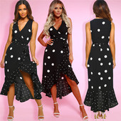 Rochie de dama moderna model asimetric cu decolteu in V in negru