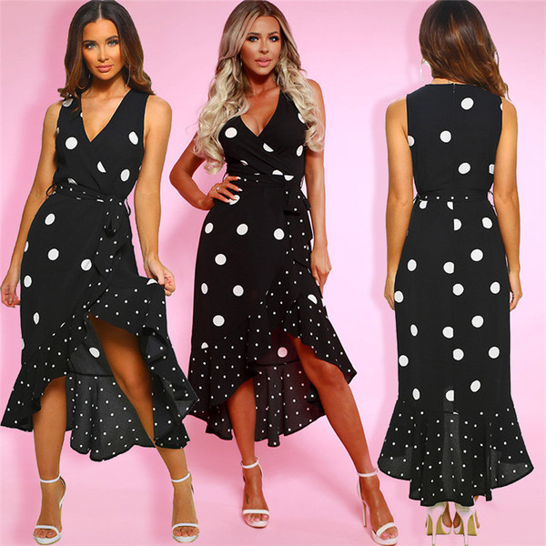 Rochie de dama moderna model asimetric cu decolteu in V in negru