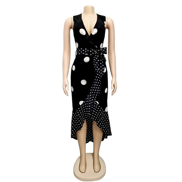 Rochie de dama moderna model asimetric cu decolteu in V in negru