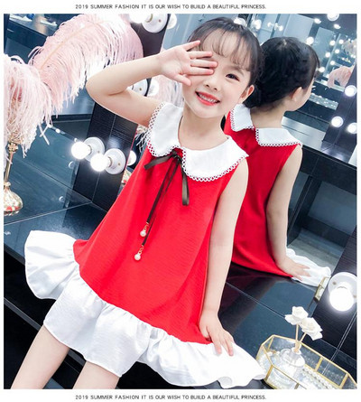 Rochie actuală pentru copii în roșu și galben