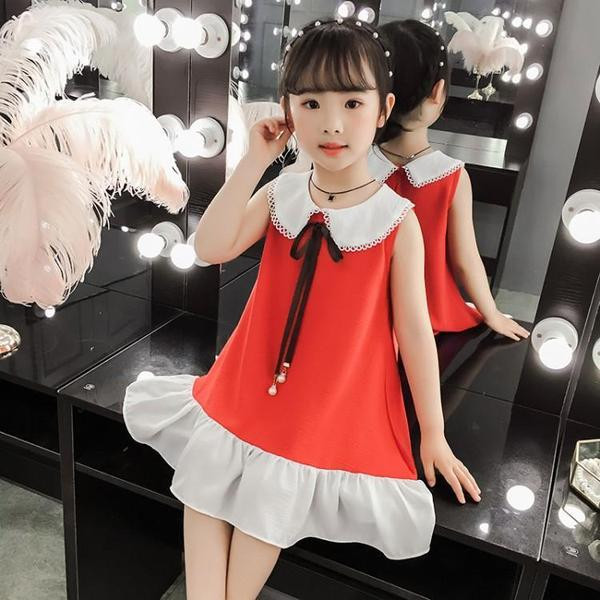 Rochie actuală pentru copii în roșu și galben