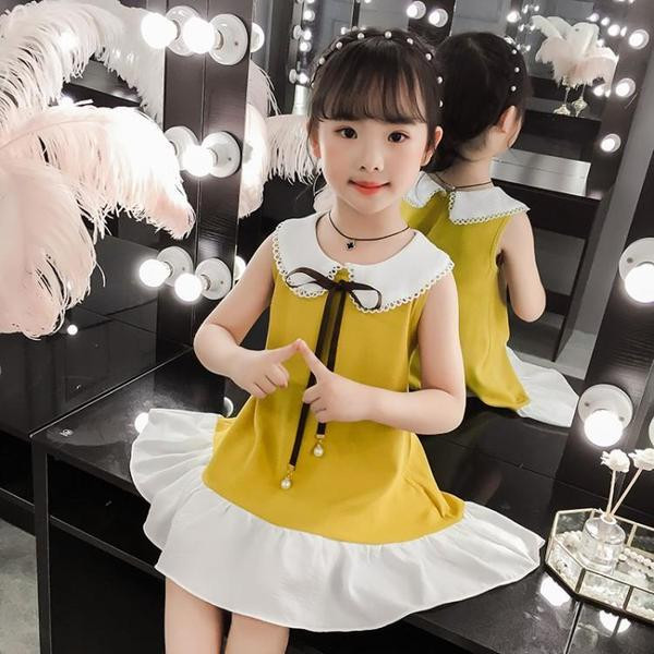 Rochie actuală pentru copii în roșu și galben