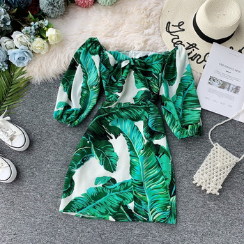 Rochie moderna de dama cu model floral si fermoar pe spate