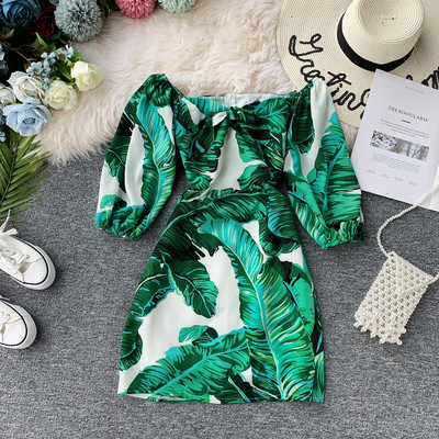 Rochie moderna de dama cu model floral si fermoar pe spate