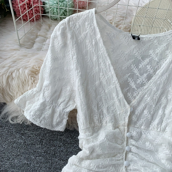 Rochie de dama alb si decolteu in V