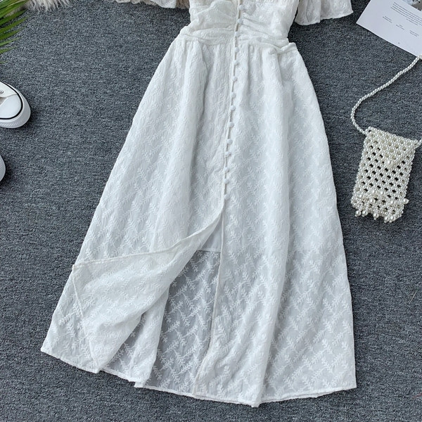 Rochie de dama alb si decolteu in V