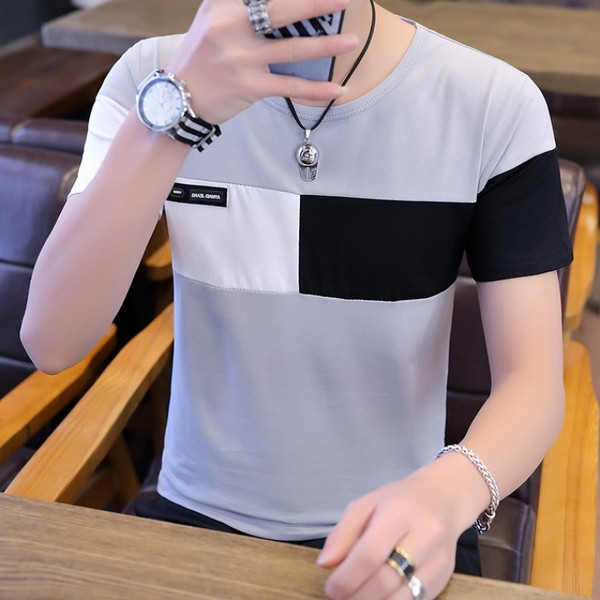 Tricou modern pentru bărbați cu mâneci scurte și decolteu O în trei culori