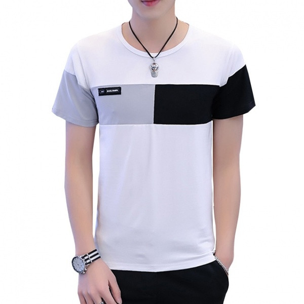 Tricou modern pentru bărbați cu mâneci scurte și decolteu O în trei culori