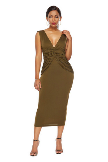 Rochie de dama eleganta model Slim in negru, verde si bej