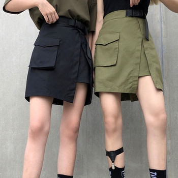 Актуална дамска пола с висока талия в зелен и черен цвят