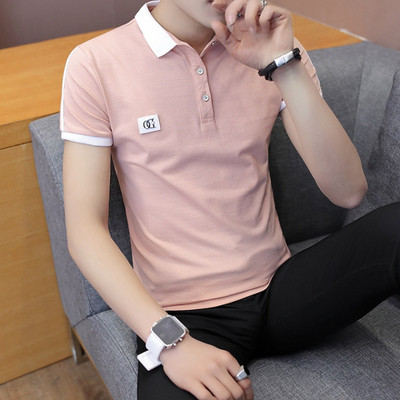 Модерна мъжка тениска с къс ръкав и копчета в няколко цвята