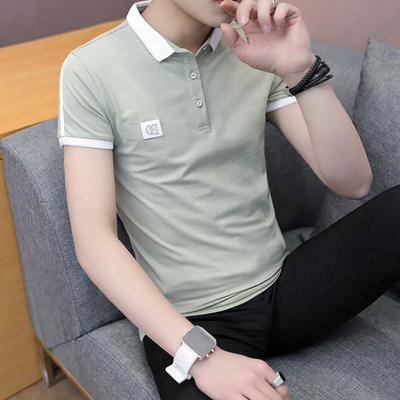 Модерна мъжка тениска с къс ръкав и копчета в няколко цвята